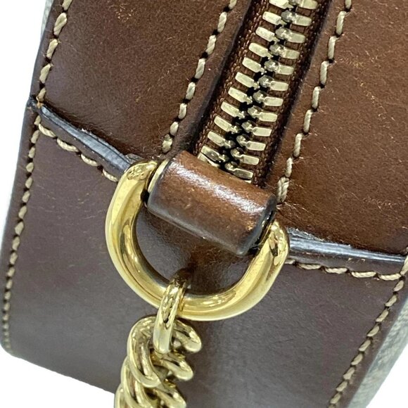 Auth GUCCI GG Plus/GG Supreme 409535 Dark Brown Beige PVC Leather Shoulder Bag - Picture 11 of 16